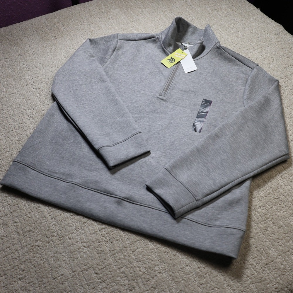 All in Motion Mens Sleek Spacer 1/2 Zip Pullover Heathered Gray XL TT-014